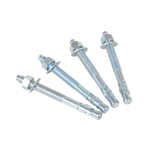 Concrete Screw, 1/2" Dia., Hex, 1/2" L, Steel Zinc Plated, 4 PK